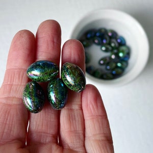 Acrylic Beads AB Green Drizzle Oval 18mm 20 image 4