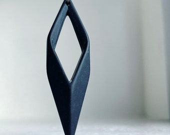 Vintage Black Lucite Long Beveled Splayed Pendant Drops 60mm Matte (4)