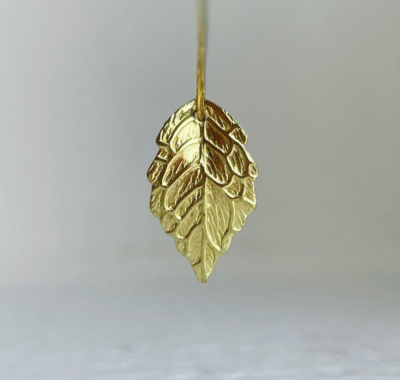 Gold Plated Brass Curved Leaf Charms Pendants 18mm 20 image 1