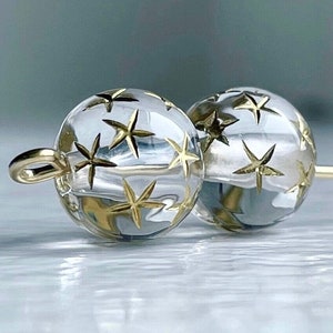 Crystal Gold Acrylic Round Star Beads 10mm (20)