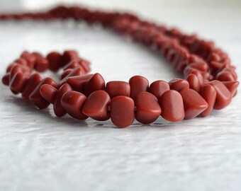Vintage Carnelian Rust Matte Acrylic Nugget Bead Strand 5mm (190+)