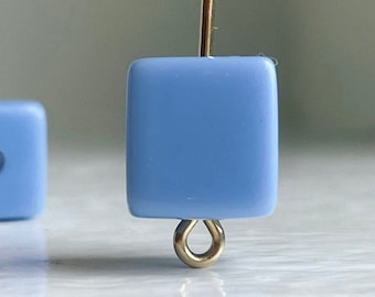 Cornflower Blue Acrylic Square Cube Box Beads 10mm (20)