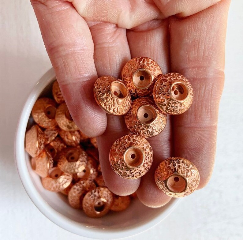 Vintage Copper Lucite Spacer Carved Ornate Rondelle Beads 14mm | Etsy