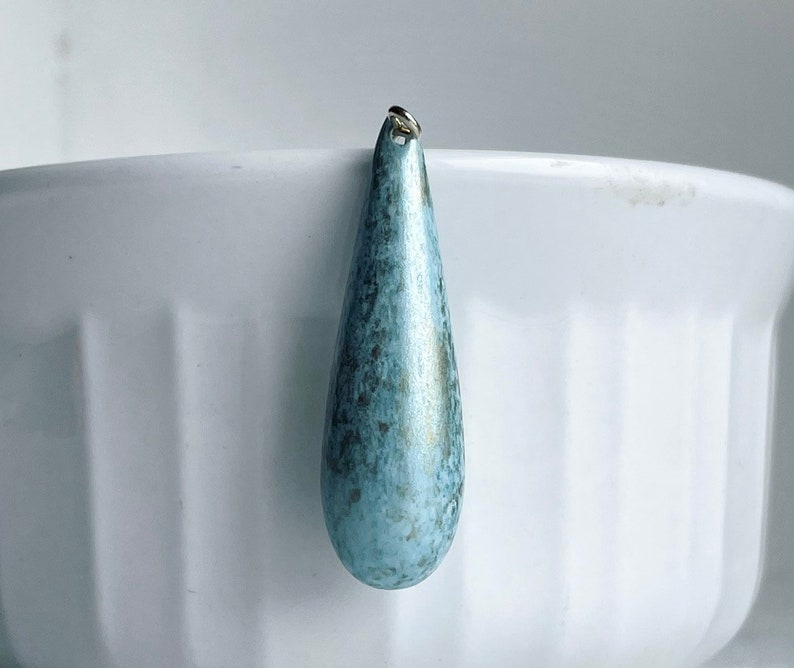 Vintage Blue White Gold Washed Lucite Drop Teardrop Pendant Beads 40mm 6 Italy image 8