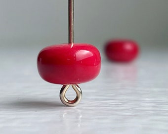 Vintage Lucite Red Rondelle Spacer Beads Washed Japan 10mm (25)