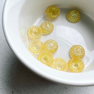 Vintage Yellow Glitter Lucite Bead Caps Dome Beads 15mm 12 image 6