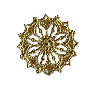 Vintage Style Gold Plated Brass Round Filigree Findings 34mm (8)