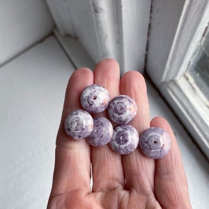 Vintage Czech Glass Amethyst White Speckled Picasso Spacer Beads 15mm 8 image 2
