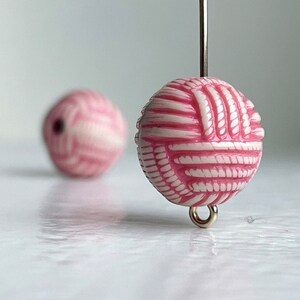 Carved Round Pink Cream Knot Acrylic Beads 14mm 10 image 1