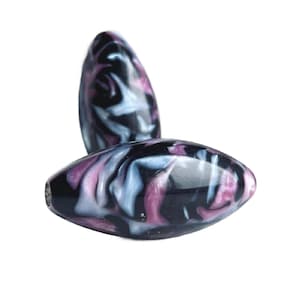 Vintage Chunky Marbled Oval Resin Statement Beads Black Pink White Shimmer 55mm (2)