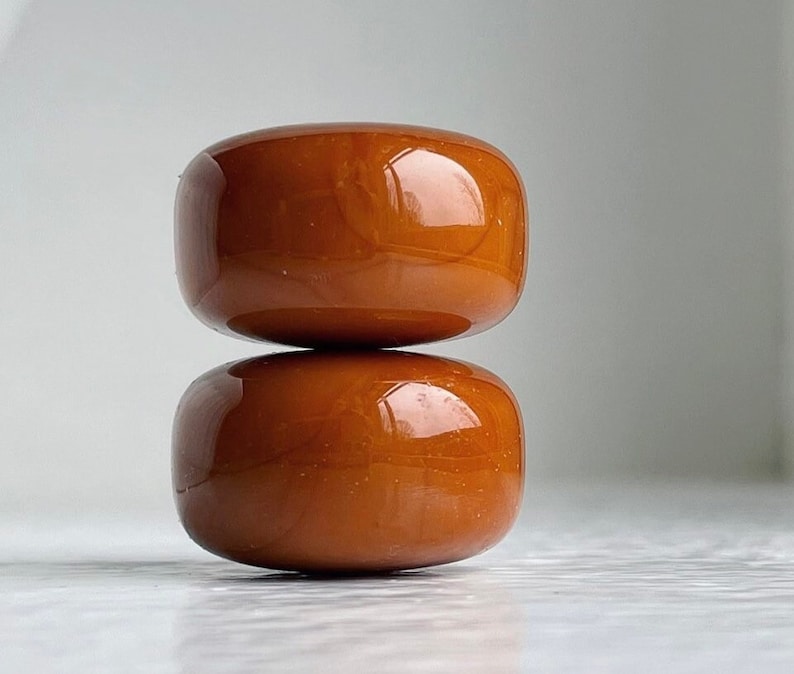 Vintage Lucite Brown Carnelian Camel Colored Saucer Donut Barrel Beads Chunky 23mm 4 West Germany image 1