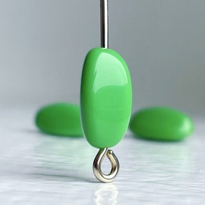 Vintage Lucite Green Rounded Elongated Triangle Beads 11mm 30 image 1