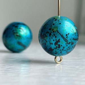 Blue Green Acrylic Beads Black Splatter Round Acrylic Beads 16mm 14 image 1