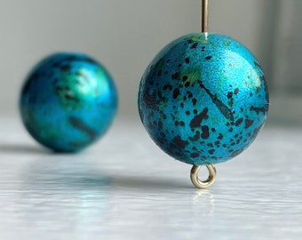 Blue Green Acrylic Beads Black Splatter Round Acrylic Beads 16mm (14)