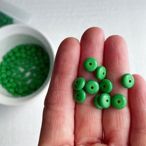 Vintage Opaque Green Lucite Spacer Beads 8mm 30 image 2