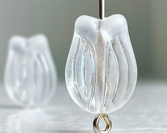 16 Crystal Matte Carved Acrylic AB Flower Beads Frosted 16mm