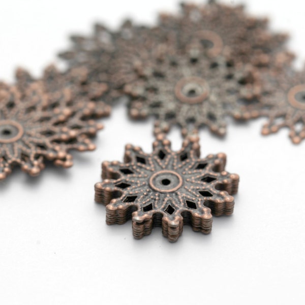 Antiqued Copper Alloy Flower Connector Filigree Findings 19mm (20)