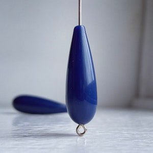 Vintage Navy-Blue Lucite Drop Beads Teardrop 30mm (10)