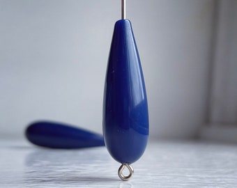 Vintage Navy-Blue Lucite Drop Beads Teardrop 30mm (10)