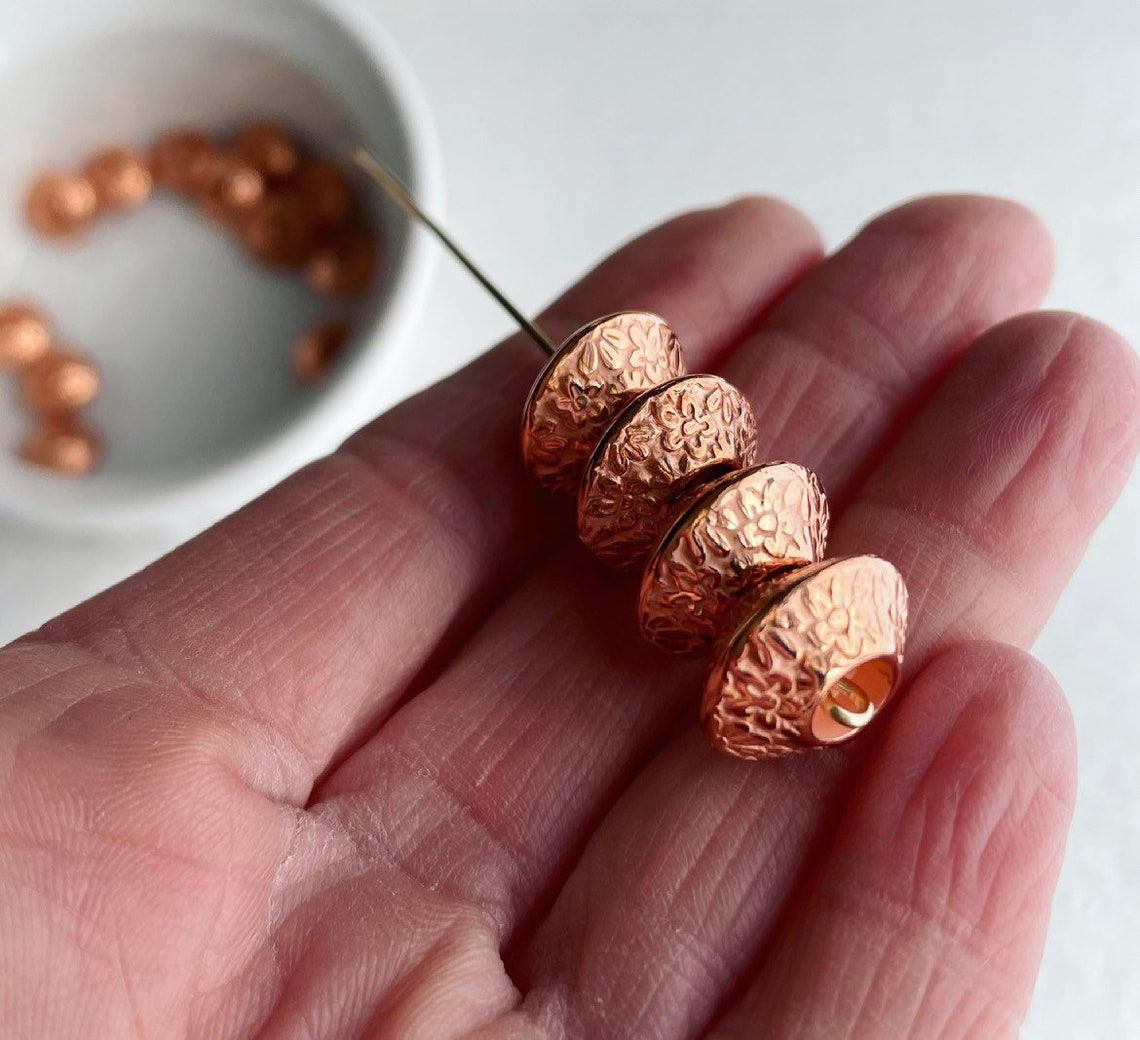 Vintage Copper Lucite Spacer Carved Ornate Rondelle Beads 14mm | Etsy