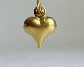 Raw Brass Heart Charms Pendants Puffed 10mm (30)