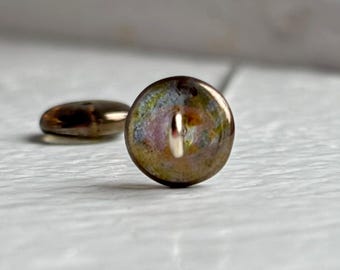 Czech Glass Spacer Beads Disc Green Topaz Lumi Finish 8mm (20)