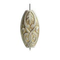 Ivory Gold Ornate Flat Oval Acrylic Beads 39mm (4)