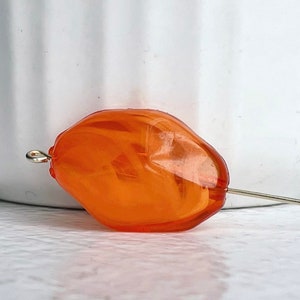 Acrylic Orange White Crystal Givre Marbled Oval Nugget Beads 28mm 8 image 4