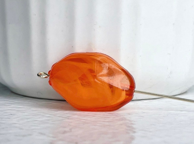Acrylic Orange White Crystal Givre Marbled Oval Nugget Beads 28mm 8 image 4