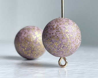 Vintage Lavender Gold Speckled Round Lucite Beads 14mm (10)