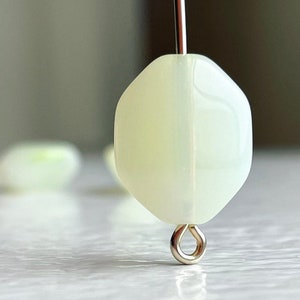 Vintage Czech Glass Opal Jonquil Beveled Oval Beads 15mm (10)