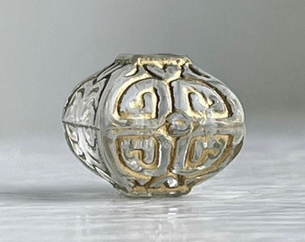 Crystal Gold Carved Etched Pinched Bicone Acrylic Lantern Beads 12mm (14)