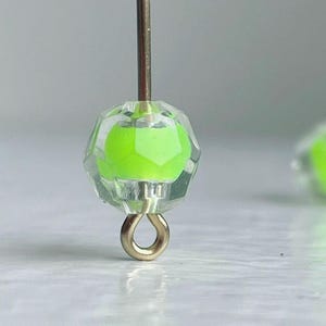 Vintage Faceted Round Crystal Bright Lime Green Acrylic Beads 8mm (20)