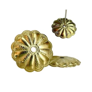 Gold Plated Brass Bead Caps Curved Ornate 20mm (12)