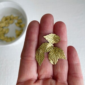 Gold Plated Brass Curved Leaf Charms Pendants 18mm 20 image 2