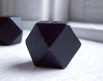 Black Wood Faceted Wooden Cube Square Beads 21mm (6)