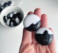 Vintage Black White Marbled Lucite Cabs 34mm Italian Flatbacks (4)