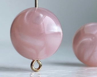 Vintage Pink Marbled Pearl Round Resin Beads 16mm (10)