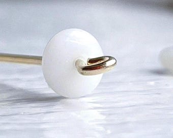 Vintage Milky White Czech Glass Spacer Disc Beads 6mm (30)