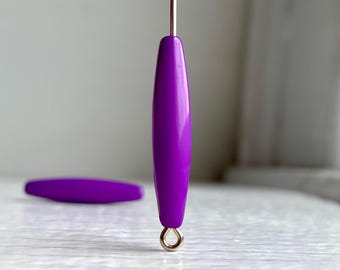 Opaque Purple Oval Acrylic Stick Beads 28mm (14)