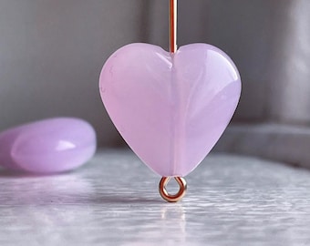 Milky Purple Lavender Acrylic Heart Beads 17mm (10)