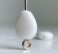 Vintage German Glass Flat White Drop Beads Teardrop 10mm (20)