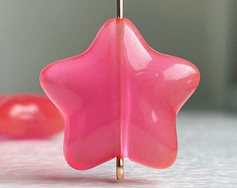 Hot Pink Semi-Translucent Acrylic Star Beads 20mm (12)