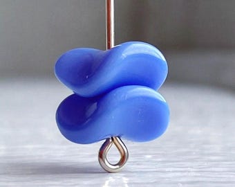 Vintage tjeckiska glaspärlor med blåklint, ovala snurrpärlor, stapelpärlor, 12 x 8 mm (8)