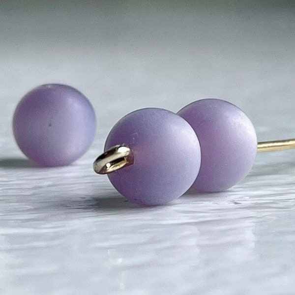 Vintage Round Purple Lavender Lucite Moon Glow Beads 8mm Matte Finish (20)