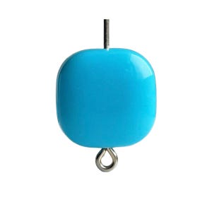 Turquoise Blue Flat Square Acrylic Beads 15mm (12)