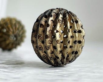 Vintage Fluted Round Steel Mesh Beads Corrugated Melon Aged Bronze 17mm (6)