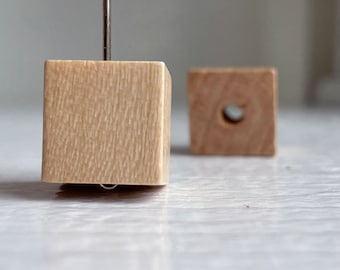Vintage Square Wooden Beads Wood Pale Finish Cube 13mm (10)