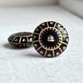 Etched Black Gold Acrylic Saucer Spacer Beads 17mm (16)