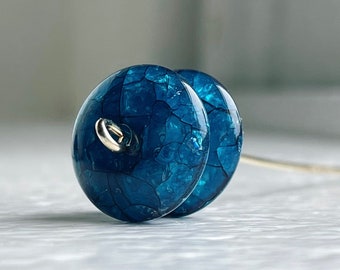 Blue Acrylic Crackle Spacer Beads 14mm (16)